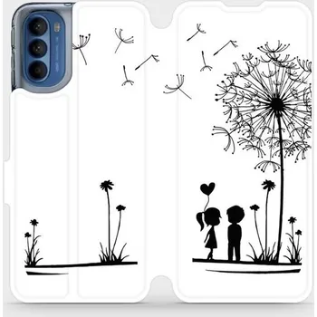 Pouzdro na mobilní telefon Flipové pouzdro Mobiwear - Motorola Moto G41 - MH16P Dvojice s pampeliškou (Knížkové flip pouzdro, obal, kryt na mobil Motorola Moto G41 - MH16P Dvojice s pampeliškou, materiál Umělá kůže + TPU - ochrana 360°, stojánek, silikonová vanička, magnetické)