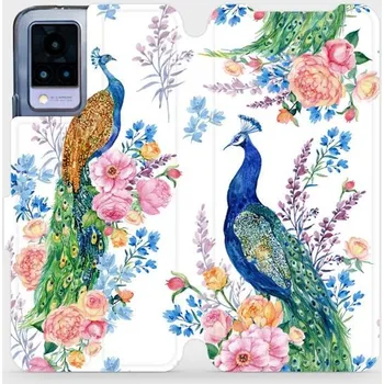 Pouzdro na mobilní telefon Flipové pouzdro Mobiwear - Vivo V21 5G - MX08S Pávi (Knížkové flip pouzdro, obal, kryt na mobil Vivo V21 5G - MX08S Pávi, materiál Umělá kůže + TPU - ochrana 360°, stojánek, silikonová vanička, magnetické zavírání)