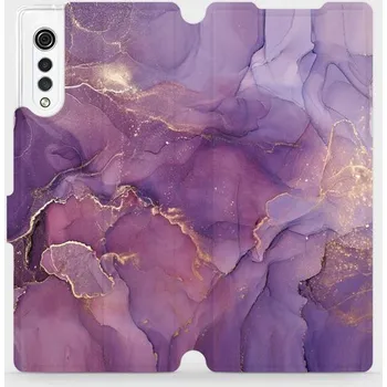 Pouzdro na mobilní telefon Flipové pouzdro Mobiwear - LG Velvet - VP20S Fialový mramor (Knížkové flip pouzdro, obal, kryt na mobil LG Velvet - VP20S Fialový mramor, materiál Umělá kůže + TPU - ochrana 360°, stojánek, silikonová vanička, magnetické zavírání)