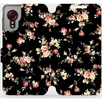 Pouzdro na mobilní telefon Flipové pouzdro Mobiwear - Samsung Galaxy Xcover 5 - VD02S Květy na černé (Knížkové flip pouzdro, obal, kryt na mobil Samsung Galaxy Xcover 5 - VD02S Květy na černé, materiál Umělá kůže + TPU - ochrana 360°, stojánek, silikonová vanička, magnetické zavírá
