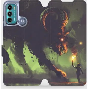 Pouzdro na mobilní telefon Flipové pouzdro Mobiwear - Motorola Moto G60 - VA08P Příšera a kluk s pochodní (Knížkové flip pouzdro, obal, kryt na mobil Motorola Moto G60 - VA08P Příšera a kluk s pochodní, materiál Umělá kůže + TPU - ochrana 360°, stojánek, silikonová vanička,)