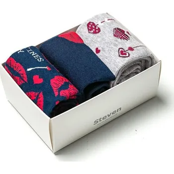 Dámské ponožky Modro-šedá sada dámských ponožek se srdíčky Art.133 BOX011, Velikost: 35/37