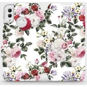 Pouzdro na mobilní telefon Flipové pouzdro Mobiwear - Honor 10 Lite - MD01S Růže na bílé (Knížkové flip pouzdro, obal, kryt na mobil Honor 10 Lite - MD01S Růže na bílé, materiál Umělá kůže + TPU - ochrana 360°, stojánek, silikonová vanička, magnetické zavírání)