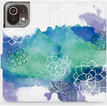 Pouzdro na mobilní telefon Flipové pouzdro Mobiwear - Xiaomi 11 Lite 5G NE - MG11S Vodovkové květy (Knížkové flip pouzdro, obal, kryt na mobil Xiaomi 11 Lite 5G NE - MG11S Vodovkové květy, materiál Umělá kůže + TPU - ochrana 360°, stojánek, silikonová vanička, magnetické zavírání)