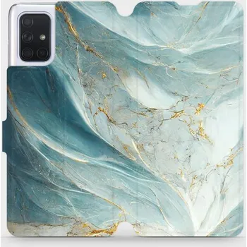 Pouzdro na mobilní telefon Flipové pouzdro Mobiwear - Samsung Galaxy A71 - VP34S Zelenkavý a zlatavý mramor (Knížkové flip pouzdro, obal, kryt na mobil Samsung Galaxy A71 - VP34S Zelenkavý a zlatavý mramor, materiál Umělá kůže + TPU - ochrana 360°, stojánek, silikonová vanička,)