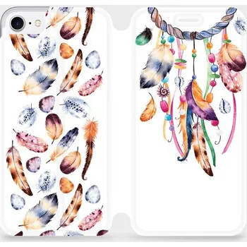 Pouzdro na mobilní telefon Flipové pouzdro Mobiwear - Apple iPhone SE 2020 / SE 2022 - M003S Lapač a barevná pírka (Knížkové flip pouzdro, obal, kryt na mobil Apple iPhone SE 2020 / SE 2022 - M003S Lapač a barevná pírka, materiál Umělá kůže + TPU - ochrana 360°, stojánek, silikonov