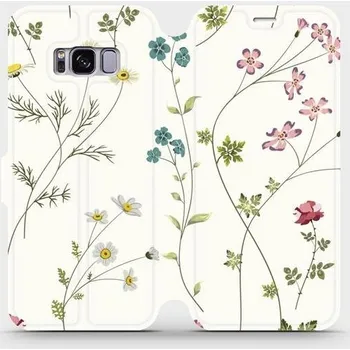 Pouzdro na mobilní telefon Flipové pouzdro Mobiwear - Samsung Galaxy S8 - MD03S Tenké rostlinky s květy (Knížkové flip pouzdro, obal, kryt na mobil Samsung Galaxy S8 - MD03S Tenké rostlinky s květy, materiál Umělá kůže + TPU - ochrana 360°, stojánek, silikonová vanička, magnetické)