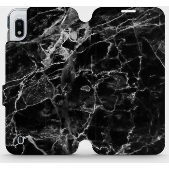 Pouzdro na mobilní telefon Flipové pouzdro Mobiwear - Samsung Galaxy A10 - V056P Černý mramor (Knížkové flip pouzdro, obal, kryt na mobil Samsung Galaxy A10 - V056P Černý mramor, materiál Umělá kůže + TPU - ochrana 360°, stojánek, silikonová vanička, magnetické zavírání)