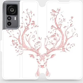 Pouzdro na mobilní telefon Flipové pouzdro Mobiwear - Xiaomi 12T Pro / Xiaomi 12T - M007S Růžový jelínek (Knížkové flip pouzdro, obal, kryt na mobil Xiaomi 12T Pro / Xiaomi 12T - M007S Růžový jelínek, materiál Umělá kůže + TPU - ochrana 360°, stojánek, silikonová vanička, magnetick