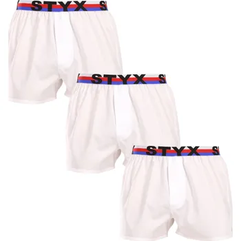 Trenýrky 3PACK pánské trenky Styx sportovní guma bílé trikolóra (3B2061) L Možnost vrácení zboží ZDARMA do 120 dnů!
