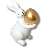 Dekorace- Zajíc bílý zlaté vejce vpředu