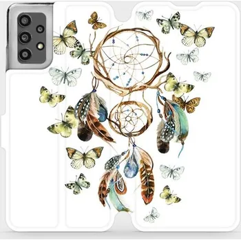 Pouzdro na mobilní telefon Flipové pouzdro Mobiwear - Samsung Galaxy A32 LTE - M001P Lapač a motýlci (Knížkové flip pouzdro, obal, kryt na mobil Samsung Galaxy A32 LTE - M001P Lapač a motýlci, materiál Umělá kůže + TPU - ochrana 360°, stojánek, silikonová vanička, magnetické zavírá