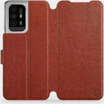 Pouzdro na mobilní telefon Flipové pouzdro Mobiwear - OPPO Reno5 Z 5G - Hnědé a šedé (Knížkové flip pouzdro, obal, kryt na mobil OPPO Reno5 Z 5G - Hnědé a šedé, materiál Umělá kůže + TPU - ochrana 360°, stojánek, silikonová vanička, magnetické zavírání)