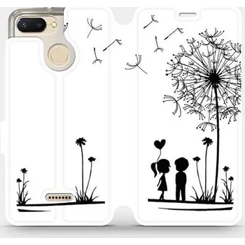 Pouzdro na mobilní telefon Flipové pouzdro Mobiwear - Xiaomi Redmi 6 - MH16P Dvojice s pampeliškou (Knížkové flip pouzdro, obal, kryt na mobil Xiaomi Redmi 6 - MH16P Dvojice s pampeliškou, materiál Umělá kůže + TPU - ochrana 360°, stojánek, silikonová vanička, magnetické zavírání)