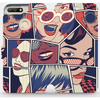 Pouzdro na mobilní telefon Flipové pouzdro Mobiwear - Honor 7A - VP18P Komiks (Knížkové flip pouzdro, obal, kryt na mobil Honor 7A - VP18P Komiks, materiál Umělá kůže + TPU - ochrana 360°, stojánek, silikonová vanička, magnetické zavírání)