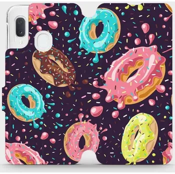 Pouzdro na mobilní telefon Flipové pouzdro Mobiwear - Samsung Galaxy A20e - VP19S Donutky (Knížkové flip pouzdro, obal, kryt na mobil Samsung Galaxy A20e - VP19S Donutky, materiál Umělá kůže + TPU - ochrana 360°, stojánek, silikonová vanička, magnetické zavírání)