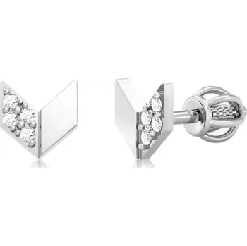 Náušnice Couple, Peckové náušnice Gezia, bílé zlato a zirkony, 585-66-3-0401.1B00.0.00.001.05