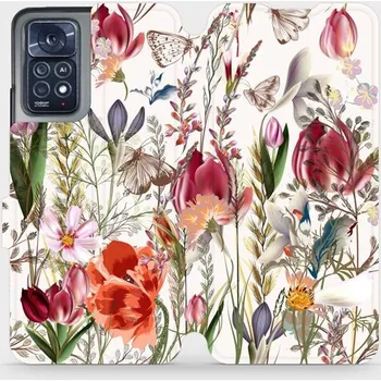 Pouzdro na mobilní telefon Flipové pouzdro Mobiwear - Xiaomi Redmi Note 11 Pro 5G - MP01S Rozkvetlá louka (Knížkové flip pouzdro, obal, kryt na mobil Xiaomi Redmi Note 11 Pro 5G - MP01S Rozkvetlá louka, materiál Umělá kůže + TPU - ochrana 360°, stojánek, silikonová vanička,)