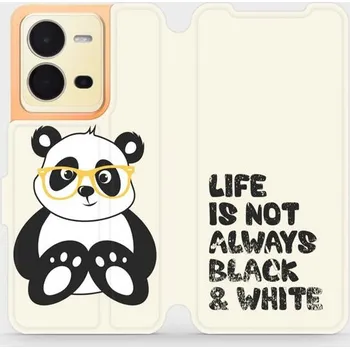 Pouzdro na mobilní telefon Flipové pouzdro Mobiwear - Vivo X80 Lite 5G - M041S Panda - life is not (Knížkové flip pouzdro, obal, kryt na mobil Vivo X80 Lite 5G - M041S Panda - life is not, materiál Umělá kůže + TPU - ochrana 360°, stojánek, silikonová vanička, magnetické zavírání)