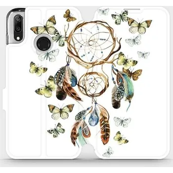 Pouzdro na mobilní telefon Flipové pouzdro Mobiwear - Huawei Y7 2019 - M001P Lapač a motýlci (Knížkové flip pouzdro, obal, kryt na mobil Huawei Y7 2019 - M001P Lapač a motýlci, materiál Umělá kůže + TPU - ochrana 360°, stojánek, silikonová vanička, magnetické zavírání)
