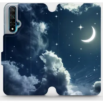 Pouzdro na mobilní telefon Flipové pouzdro Mobiwear - Huawei Nova 5T - V145P Noční obloha s měsícem (Knížkové flip pouzdro, obal, kryt na mobil Huawei Nova 5T - V145P Noční obloha s měsícem, materiál Umělá kůže + TPU - ochrana 360°, stojánek, silikonová vanička, magnetické zavírání