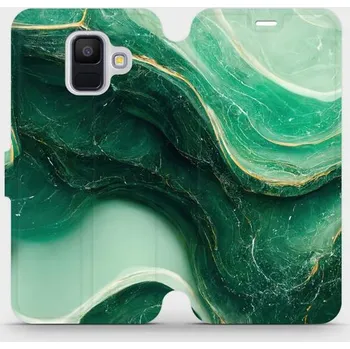 Pouzdro na mobilní telefon Flipové pouzdro Mobiwear - Samsung Galaxy A6 2018 - VP38S Zelený mramor (Knížkové flip pouzdro, obal, kryt na mobil Samsung Galaxy A6 2018 - VP38S Zelený mramor, materiál Umělá kůže + TPU - ochrana 360°, stojánek, silikonová vanička, magnetické zavírání)