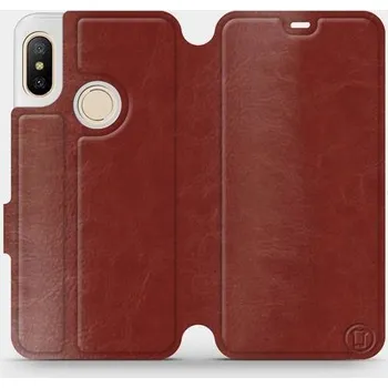 Pouzdro na mobilní telefon Flipové pouzdro Mobiwear - Xiaomi Mi A2 Lite - Hnědé a šedé (Knížkové flip pouzdro, obal, kryt na mobil Xiaomi Mi A2 Lite - Hnědé a šedé, materiál Umělá kůže + TPU - ochrana 360°, stojánek, silikonová vanička, magnetické zavírání)