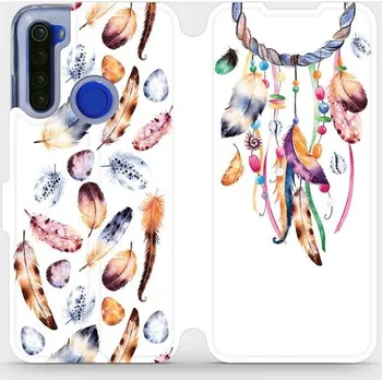 Pouzdro na mobilní telefon Flipové pouzdro Mobiwear - Xiaomi Redmi Note 8T - M003S Lapač a barevná pírka (Knížkové flip pouzdro, obal, kryt na mobil Xiaomi Redmi Note 8T - M003S Lapač a barevná pírka, materiál Umělá kůže + TPU - ochrana 360°, stojánek, silikonová vanička, magnetick