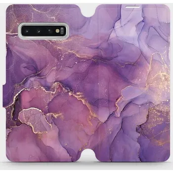 Pouzdro na mobilní telefon Flipové pouzdro Mobiwear - Samsung Galaxy S10 - VP20S Fialový mramor (Knížkové flip pouzdro, obal, kryt na mobil Samsung Galaxy S10 - VP20S Fialový mramor, materiál Umělá kůže + TPU - ochrana 360°, stojánek, silikonová vanička, magnetické zavírání)