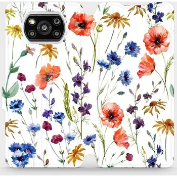 Pouzdro na mobilní telefon Flipové pouzdro Mobiwear - Xiaomi POCO X3 Pro - MP04S Luční kvítí (Knížkové flip pouzdro, obal, kryt na mobil Xiaomi POCO X3 Pro - MP04S Luční kvítí, materiál Umělá kůže + TPU - ochrana 360°, stojánek, silikonová vanička, magnetické zavírání)
