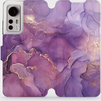 Pouzdro na mobilní telefon Flipové pouzdro Mobiwear - Xiaomi 12 - VP20S Fialový mramor (Knížkové flip pouzdro, obal, kryt na mobil Xiaomi 12 - VP20S Fialový mramor, materiál Umělá kůže + TPU - ochrana 360°, stojánek, silikonová vanička, magnetické zavírání)