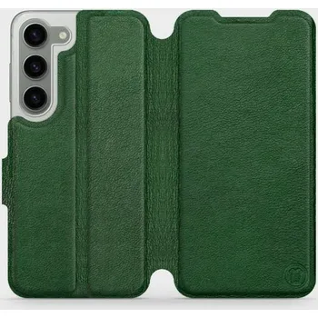 Pouzdro na mobilní telefon Kožené flip pouzdro Mobiwear - Samsung Galaxy S23 - Zelené (Kožené knížkové pouzdro, obal, kryt na mobil Samsung Galaxy S23, Zelené, materiál Genuine Leather, ochrana 360°, stojánek, silikonová vanička, magnetické zavírání)