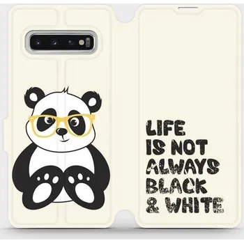 Pouzdro na mobilní telefon Flipové pouzdro Mobiwear - Samsung Galaxy S10 - M041S Panda - life is not always black and white (Knížkové flip pouzdro, obal, kryt na mobil Samsung Galaxy S10 - M041S Panda - life is not always black and white, materiál Umělá kůže + TPU - ochrana 360°,)