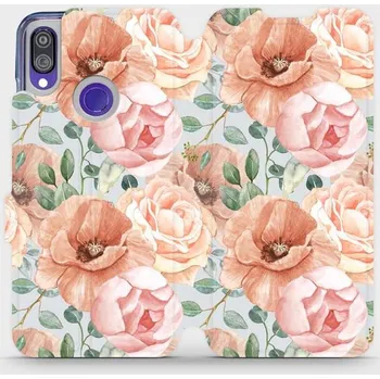 Pouzdro na mobilní telefon Flipové pouzdro Mobiwear - Xiaomi Redmi Note 7 - MP02S Pastelové květy (Knížkové flip pouzdro, obal, kryt na mobil Xiaomi Redmi Note 7 - MP02S Pastelové květy, materiál Umělá kůže + TPU - ochrana 360°, stojánek, silikonová vanička, magnetické zavírání)