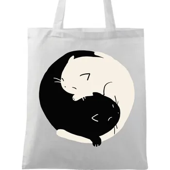 Bavlněná taška Spící Anime kočičky (Barva: Bílá)