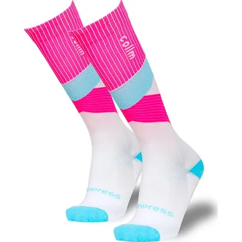 Dámské ponožky Kompresní podkolenky COLLM AMY bílo růžové Velikost: M/L EUR 40-42