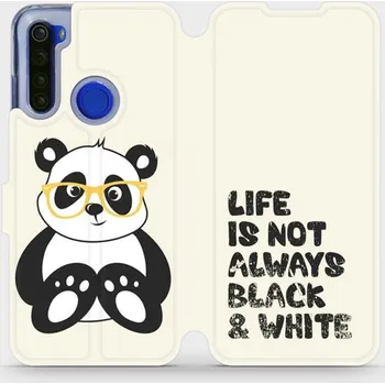 Pouzdro na mobilní telefon Flipové pouzdro Mobiwear - Xiaomi Redmi Note 8T - M041S Panda - life is not always black and white (Knížkové flip pouzdro, obal, kryt na mobil Xiaomi Redmi Note 8T - M041S Panda - life is not always black and white, materiál Umělá kůže + TPU - ochrana 360