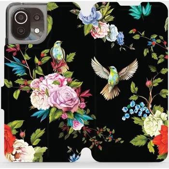 Pouzdro na mobilní telefon Flipové pouzdro Mobiwear - Xiaomi 11 Lite 5G NE - VD09S Ptáčci a květy (Knížkové flip pouzdro, obal, kryt na mobil Xiaomi 11 Lite 5G NE - VD09S Ptáčci a květy, materiál Umělá kůže + TPU - ochrana 360°, stojánek, silikonová vanička, magnetické zavírání)