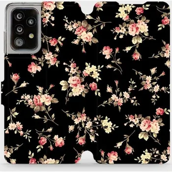 Pouzdro na mobilní telefon Flipové pouzdro Mobiwear - Samsung Galaxy A52 5G / A52s 5G - VD02S Květy na černé (Knížkové flip pouzdro, obal, kryt na mobil Samsung Galaxy A52 5G / A52s 5G - VD02S Květy na černé, materiál Umělá kůže + TPU - ochrana 360°, stojánek, silikonová vanička,)