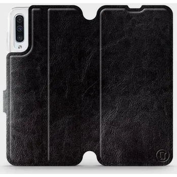 Pouzdro na mobilní telefon Flipové pouzdro Mobiwear - Samsung Galaxy A50 - Černé a šedé (Knížkové flip pouzdro, obal, kryt na mobil Samsung Galaxy A50 - Černé a šedé, materiál Umělá kůže + TPU - ochrana 360°, stojánek, silikonová vanička, magnetické zavírání)