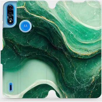Pouzdro na mobilní telefon Flipové pouzdro Mobiwear - Motorola Moto E7 Power - VP38S Zelený mramor (Knížkové flip pouzdro, obal, kryt na mobil Motorola Moto E7 Power - VP38S Zelený mramor, materiál Umělá kůže + TPU - ochrana 360°, stojánek, silikonová vanička, magnetické zavírání)