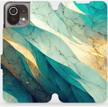 Pouzdro na mobilní telefon Flipové pouzdro Mobiwear - Xiaomi 11 Lite 5G NE - VP37S Zlatavý a zelenkavý mramor (Knížkové flip pouzdro, obal, kryt na mobil Xiaomi 11 Lite 5G NE - VP37S Zlatavý a zelenkavý mramor, materiál Umělá kůže + TPU - ochrana 360°, stojánek, silikonová vanička,
