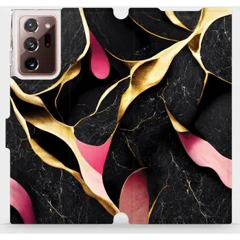 Pouzdro na mobilní telefon Flipové pouzdro Mobiwear - Samsung Galaxy Note 20 Ultra - VP35S Černý a zlatavý mramor (Knížkové flip pouzdro, obal, kryt na mobil Samsung Galaxy Note 20 Ultra - VP35S Černý a zlatavý mramor, materiál Umělá kůže + TPU - ochrana 360°, stojánek, silikonová)