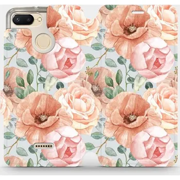 Pouzdro na mobilní telefon Flipové pouzdro Mobiwear - Xiaomi Redmi 6 - MP02S Pastelové květy (Knížkové flip pouzdro, obal, kryt na mobil Xiaomi Redmi 6 - MP02S Pastelové květy, materiál Umělá kůže + TPU - ochrana 360°, stojánek, silikonová vanička, magnetické zavírání)