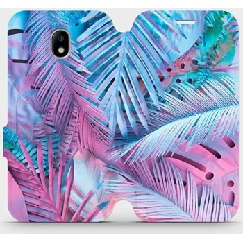 Pouzdro na mobilní telefon Flipové pouzdro Mobiwear - Samsung Galaxy J5 2017 - MG10S Fialové a modré listy (Knížkové flip pouzdro, obal, kryt na mobil Samsung Galaxy J5 2017 - MG10S Fialové a modré listy, materiál Umělá kůže + TPU - ochrana 360°, stojánek, silikonová vanička,)