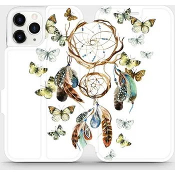 Pouzdro na mobilní telefon Flipové pouzdro Mobiwear - Apple iPhone 11 Pro - M001P Lapač a motýlci (Knížkové flip pouzdro, obal, kryt na mobil Apple iPhone 11 Pro - M001P Lapač a motýlci, materiál Umělá kůže + TPU - ochrana 360°, stojánek, silikonová vanička, magnetické zavírání)