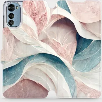 Pouzdro na mobilní telefon Flipové pouzdro Mobiwear - Motorola Moto E32s - VP33S Růžový a zelenkavý mramor (Knížkové flip pouzdro, obal, kryt na mobil Motorola Moto E32s - VP33S Růžový a zelenkavý mramor, materiál Umělá kůže + TPU - ochrana 360°, stojánek, silikonová vanička,)