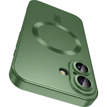 Pouzdro na mobilní telefon Metalický kryt Magsafe se sklem na fotoaparát pro iPhone 16 Barva: Zelená