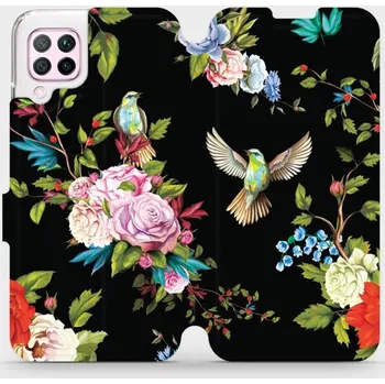 Pouzdro na mobilní telefon Flipové pouzdro Mobiwear - Huawei P40 Lite - VD09S Ptáčci a květy (Knížkové flip pouzdro, obal, kryt na mobil Huawei P40 Lite - VD09S Ptáčci a květy, materiál Umělá kůže + TPU - ochrana 360°, stojánek, silikonová vanička, magnetické zavírání)