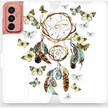 Pouzdro na mobilní telefon Flipové pouzdro Mobiwear - Samsung Galaxy M13 - M001P Lapač a motýlci (Knížkové flip pouzdro, obal, kryt na mobil Samsung Galaxy M13 - M001P Lapač a motýlci, materiál Umělá kůže + TPU - ochrana 360°, stojánek, silikonová vanička, magnetické zavírání)